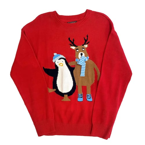 Suéter Pingüino De Navidad Jeanious Rojo M Para Hombre