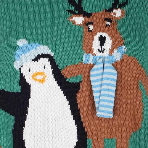 Suéter Estampado Navideño Pingüino Y Reno Para Mujer Jeanious