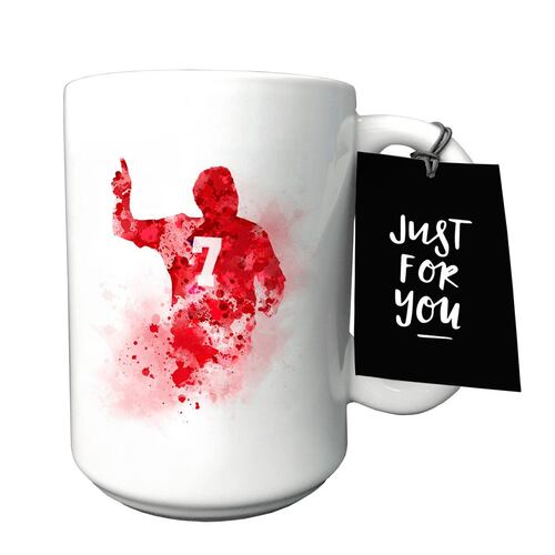 Taza de cerámica con diseño de jugador de fútbol #7 roja