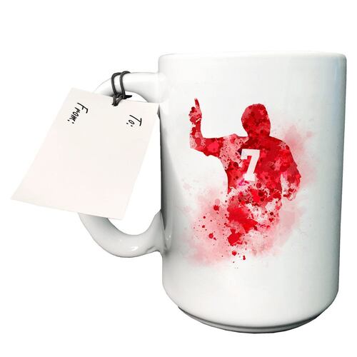 Taza de cerámica con diseño de jugador de fútbol #7 roja