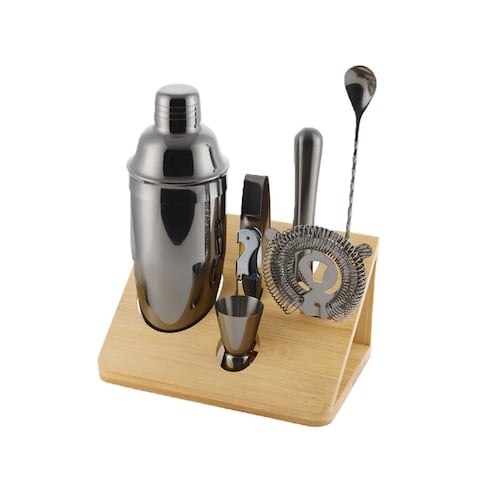Set Shaker Accesorios Coctelería Base de Madera 550 ml 8 Piezas Home Nature
