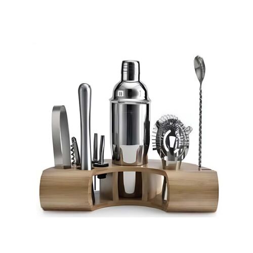 Set Shaker Accesorios Coctelería Base de Madera 550 ml 10 Piezas Home Nature