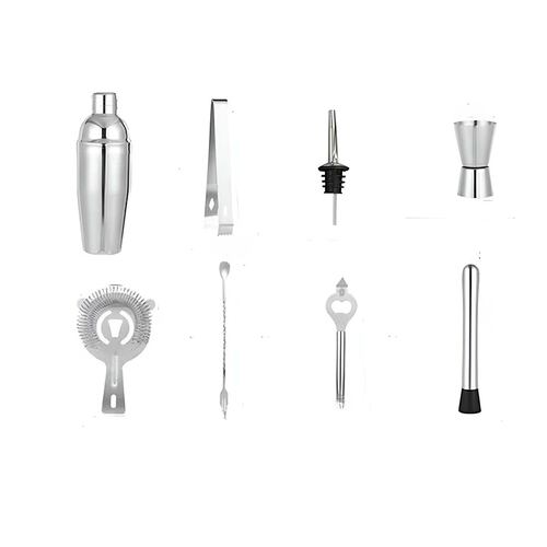 Set Shaker Accesorios Coctelería Base de Madera 550 ml 10 Piezas Home Nature