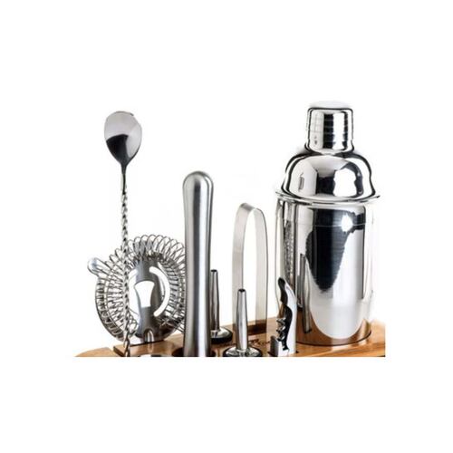 Set Shaker Accesorios Coctelería Base de Madera 550 ml 10 Piezas Home Nature