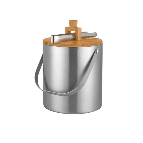 Hielera Acero Inoxidable con Pinza de Madera 1300 ml Home Nature
