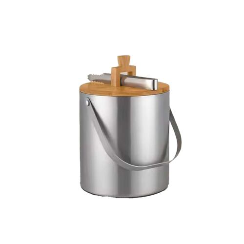 Hielera Acero Inoxidable con Pinza de Madera 1300 ml Home Nature