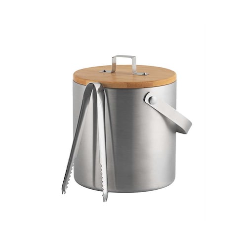 Hielera Acero Inoxidable con Pinza de Madera 2500 ml Home Nature