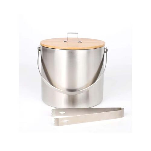 Hielera Acero Inoxidable con Pinza de Madera 2500 ml Home Nature