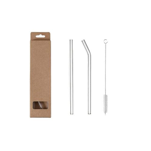 Set 2 Popotes de Vidrio + 1 Cepillo Home Nature