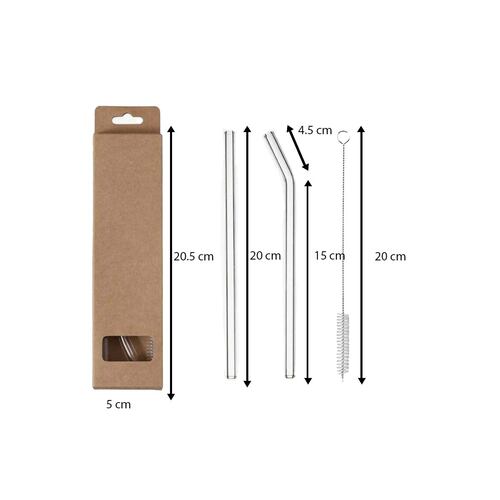 Set 2 Popotes de Vidrio + 1 Cepillo Home Nature
