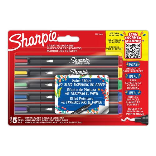 Marcadores Creativos Acrílicos Sharpie Punta Bala Set 5 Piezas