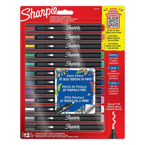 Marcadores Creativos Acrílicos Sharpie Punta Bala Set 12 Piezas