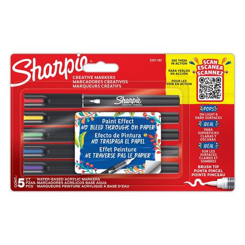 Marcadores Creativos Acrílicos Sharpie Punta Pincel Set 5 Piezas