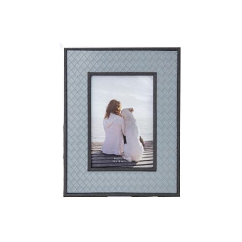 Portarretrato Voltak de MDF-Plastic Cuadricula Gris 5X7"