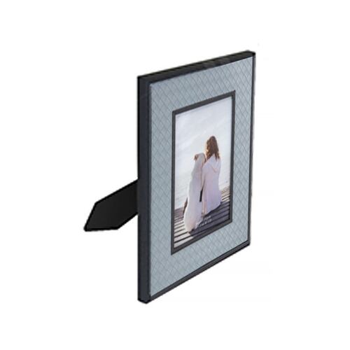 Portarretrato Voltak de MDF-Plastic Cuadricula Gris 5X7"