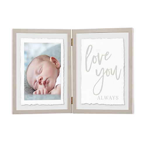 Portarretrato Edición Bebé Doble Marco Love ABS Vidrio y MDF Blanco 5X7" Voltak