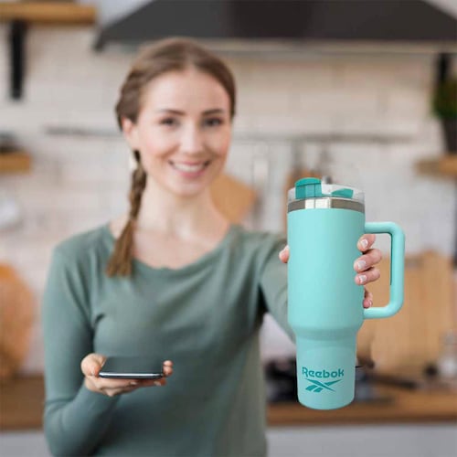 Set de Thermo y Funda con Correa REEBOK de 1.200 ml Color Verde Azulado