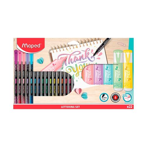 Set 22 Piezas Caligrafía Maped Lettering punta fina 0.4 mm