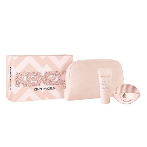 Set para Dama Kenzo World Eau De Toilette 75ml + Pouch + crema perfumada 75ml. kenzo
