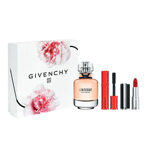 Givenchy  Set de fragancia femenina L'Interdit Eau de Parfum 50 ml, +  Mini labial Le Rouge Intense Silk + Mini máscara de pestañas Disturbia