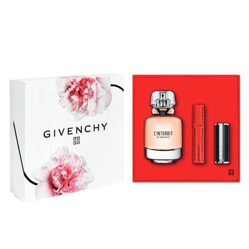 Givenchy  Set de fragancia femenina L'Interdit Eau de Parfum 50 ml, +  Mini labial Le Rouge Intense Silk + Mini máscara de pestañas Disturbia