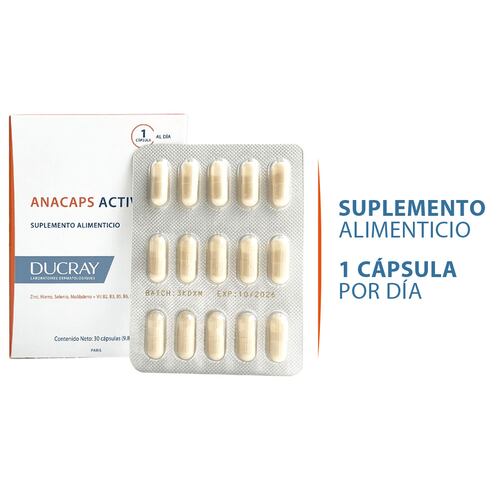 Anacaps Activ+ Suplemento Alimenticio Anti-caída 30 Cápsulas