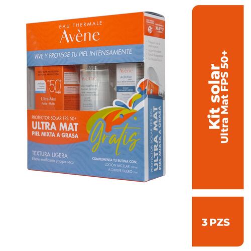 Avene Kit Ultra-Mat Protector Solar FPS50+ 50ml + Loción Micelar 100 ml  +  A- Oxitive Suero Antioxidante 5ml