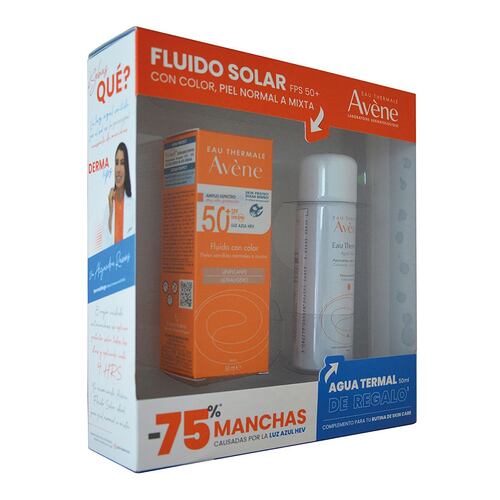 Kit Avene Fluido Solar con Color + Agua Termal 50ml