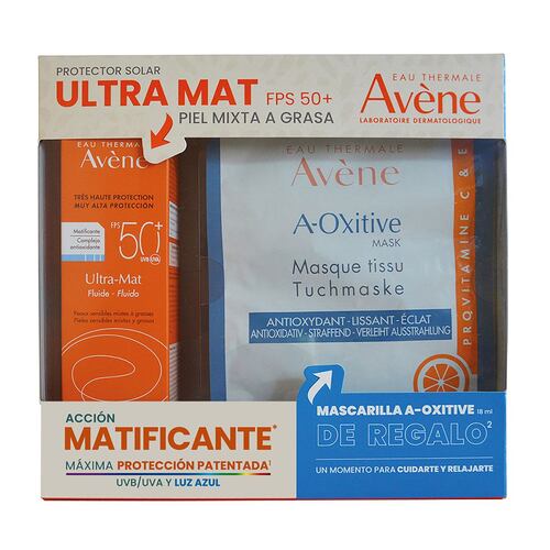 Kit Avene Protector Solar Ultra-Mat con Color + Mascarilla A-Oxitive