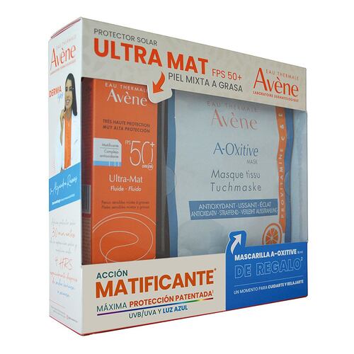 Kit Avene Protector Solar Ultra-Mat con Color + Mascarilla A-Oxitive