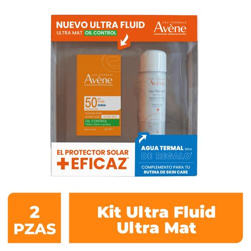 Avene Kit Protector Solar Ultra Fluid Oil Control Ultra Mat FPS 50 + Avene Agua Termal 50ml