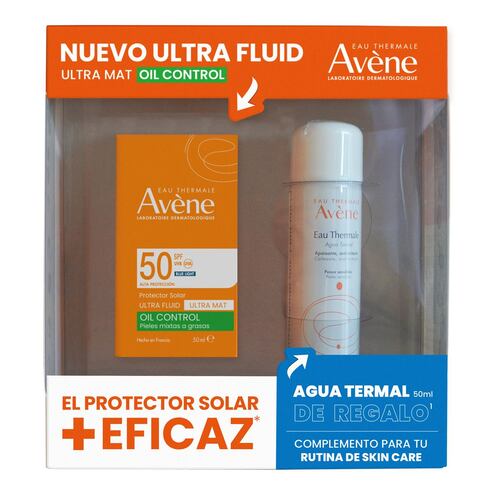 Avene Kit Protector Solar Ultra Fluid Oil Control Ultra Mat FPS 50 + Avene Agua Termal 50ml