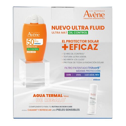 Avene Kit Protector Solar Ultra Fluid Oil Control Ultra Mat FPS 50 + Avene Agua Termal 50ml