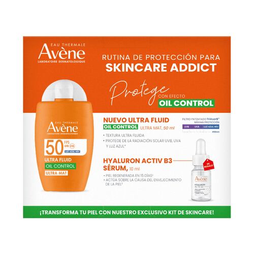 Avène Kit Protector Solar Ultra Fluid Oil Control Ultra Mat 50ml + Hyaluron Activ B3 Sérum Redensificante 10ml