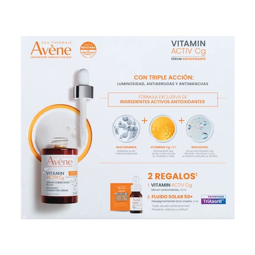 Avene Kit Vitamin Activ Cg Sérum Antioxidante 30ml + Mini Vitamin Activ Cg Sérum 10ml + Fluido Despigmentante Tono Medio 2ml