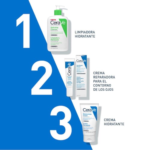 CeraVe Limpiadora Hidratante, 473ml, Limpiador facial diario para piel seca, Libre de fragancia + Crema Hidratante, 170gr