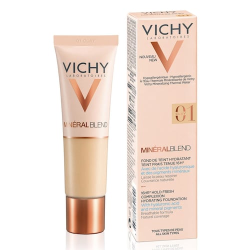 Base de Maquillaje Fluida Hidratante, Vichy Mineralblend Tono 01 Clay