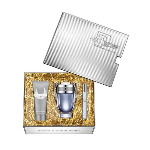 Set para caballero, Paco Rabanne, Invictus, EDT 100 ML + Shower Gel 100 ML + Travel spray 10 ML