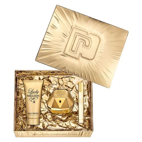 Paco Rabanne Lady Million Set Para Dama Perfume EDP 80ML + Body Lotion 100ML + Perfume de Bolsillo