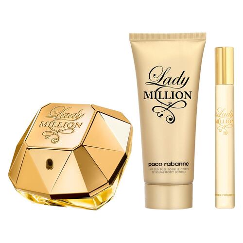 Paco Rabanne Lady Million Set Para Dama Perfume EDP 80ML + Body Lotion 100ML + Perfume de Bolsillo