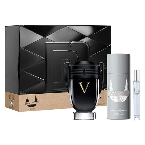 Paco Rabanne Invictus Victory Set Para Caballero Perfume EDP 100ML + Desodorante 150ML + Perfume de Bolsillo 10ML