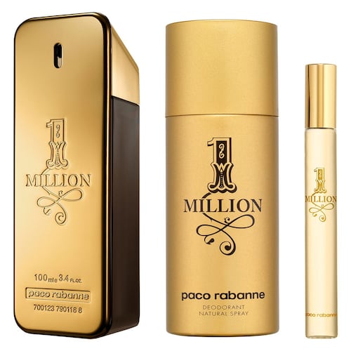 Paco Rabanne One Million Set Para Caballero Perfume EDT 100ML + Desodorante 150ML + Perfume de Bolsillo 10ML