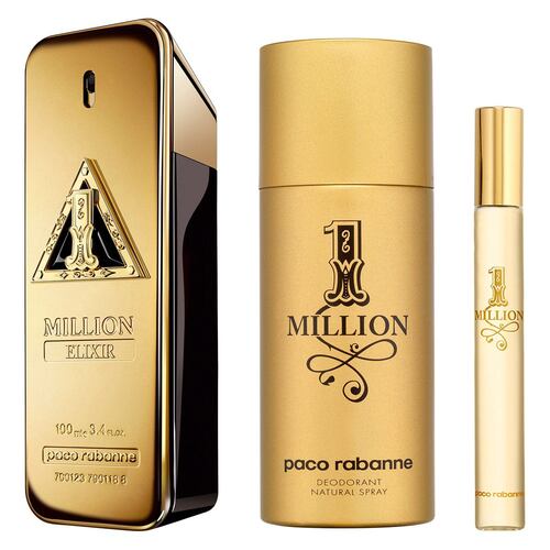 Paco Rabanne One Million Elixir Set Para Caballero Perfume EDP 100ML + Desodorante 150ml + Perfume de Bolsillo 10ML