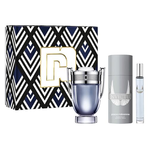 Paco Rabanne Invictus Set Para Caballero Perfume EDT 100ML + Desodorante 150ML + Perfume de Bolsillo 10ML