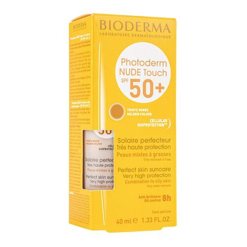 Bioderma Photoderm Nude Touch Protector Solar Tono Dorado SPF50+ efecto piel natural, 40 ml