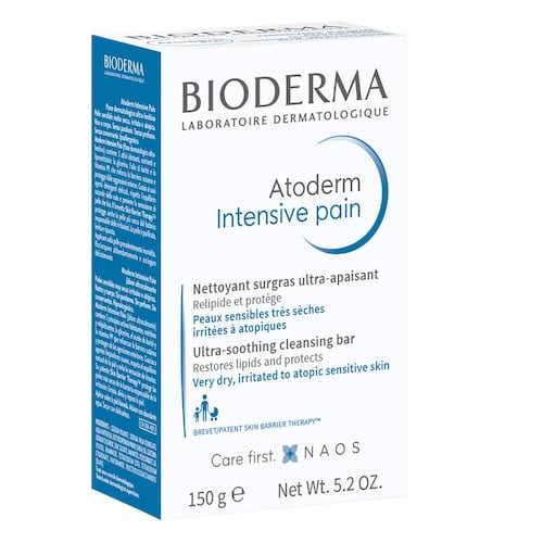 Bioderma Atoderm Barra Limpiadora Suave, Antibacterial Que Calma la Comezón, 150 g