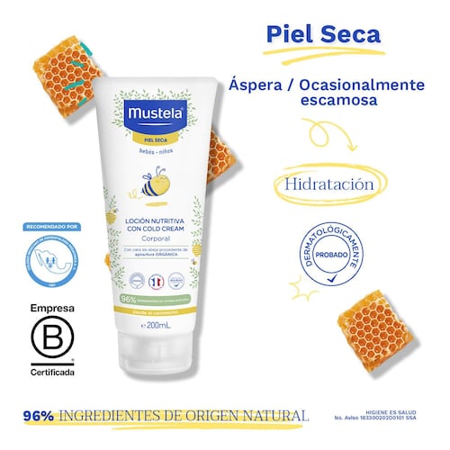 Mustela Loción Corporal Nutritiva Cold Cream para bebés y niños con Piel Seca 200ml