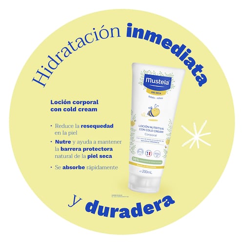 Mustela Loción Corporal Nutritiva Cold Cream para bebés y niños con Piel Seca 200ml