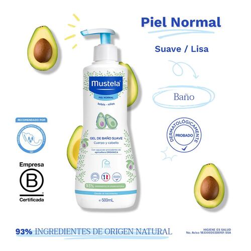 Mustela Gel de Baño Suave para bebés y niños con Piel Normal 500ml