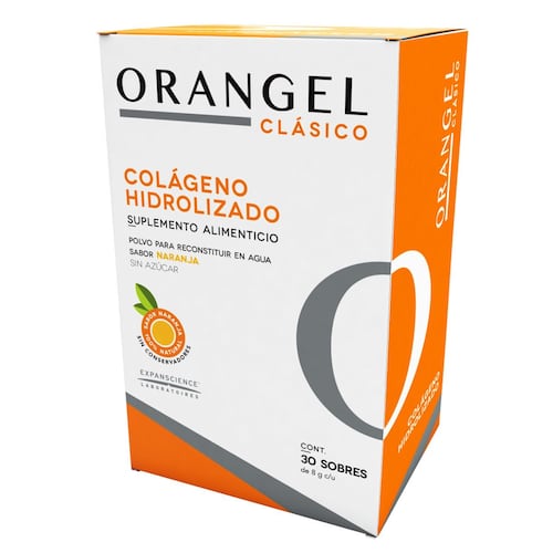 Orangel Clásico (Colágeno hidrolizado sabor naranja para articulaciones) Caja con 30 sobres